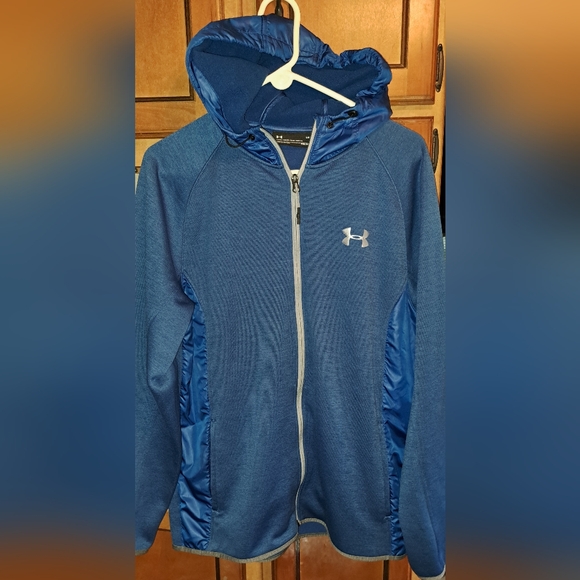 Men's Under Armour Cold Gear Storm Hoodie Jacket Logo Loose Fit Zip Front LG - Picture 2 of 9